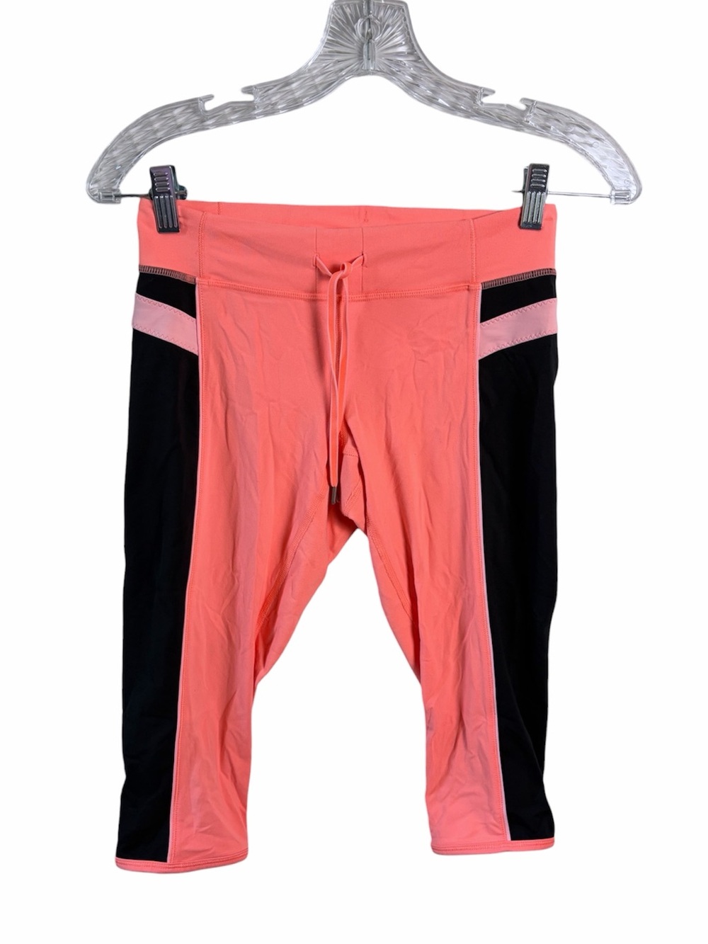 Lululemon Heat It Up Crop Pop Orange Black Colorblock Leggings 6